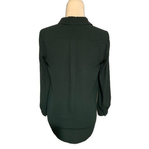 bcbg maxazria Gisella Alpine Green Long Sleeve High Low Blouse Top Xxs - Picture 2 of 4